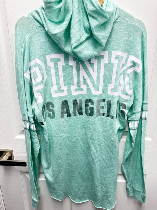 PINK Victoria's Secret Tops - PINK Victoria's Secret Heather Mint Green Light Aqua Hoodie Sweatshirt Baggy Fit